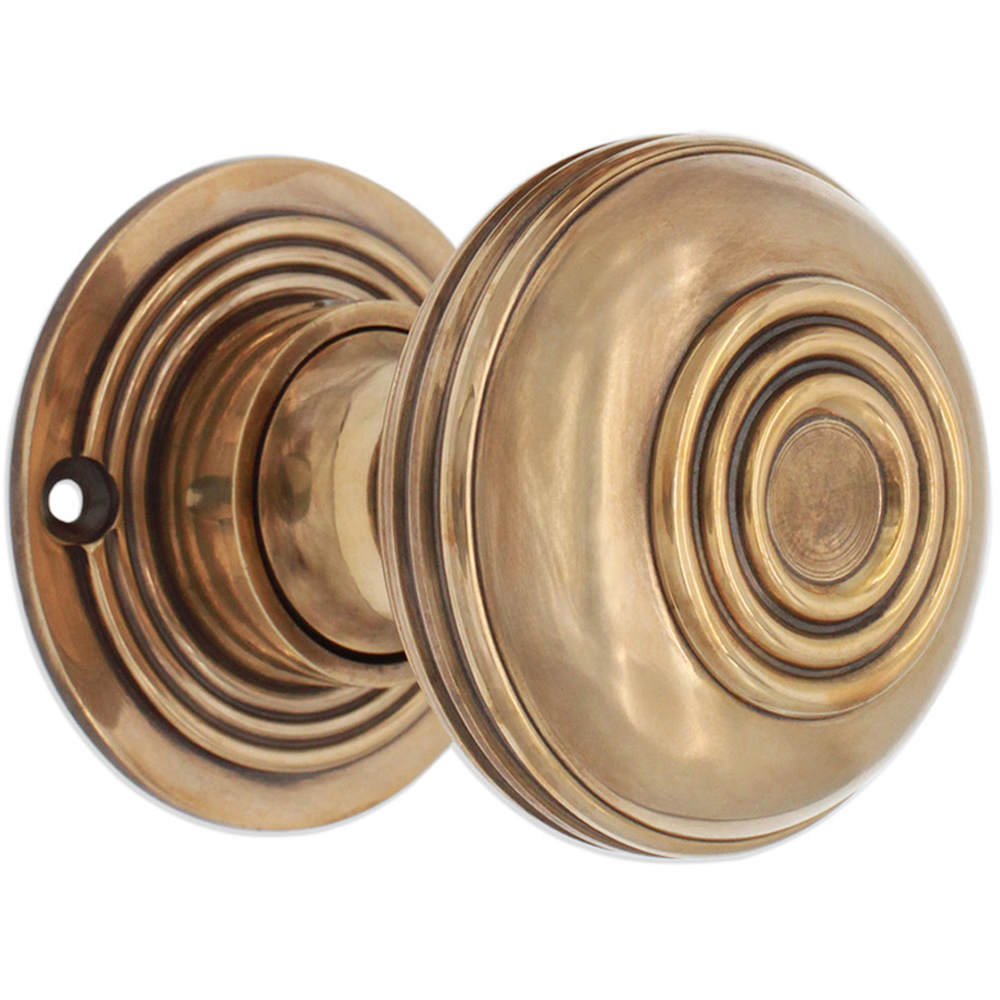 Spira Brass Aged Brass Bloxwich Large 60mm Rim and Mortice Door Knob 2 Pack Image 3