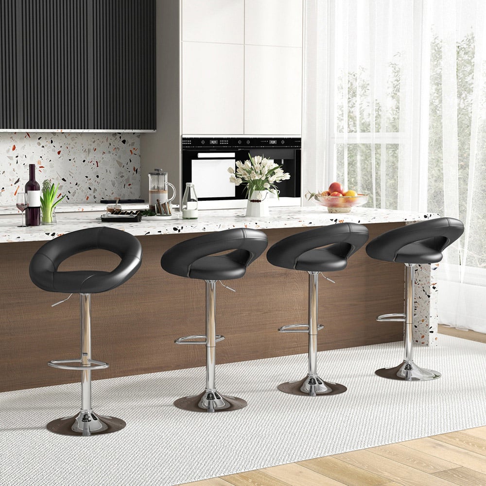 Costway Black Height Adjustable Swivel Bar Stool Set of 2 Image 4