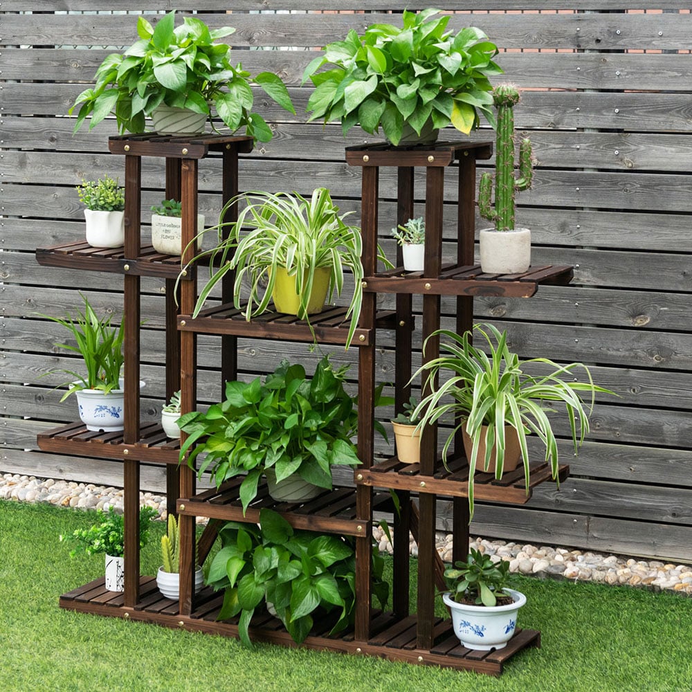 Costway 18 Shelf Wooden Plant Stand Image 2