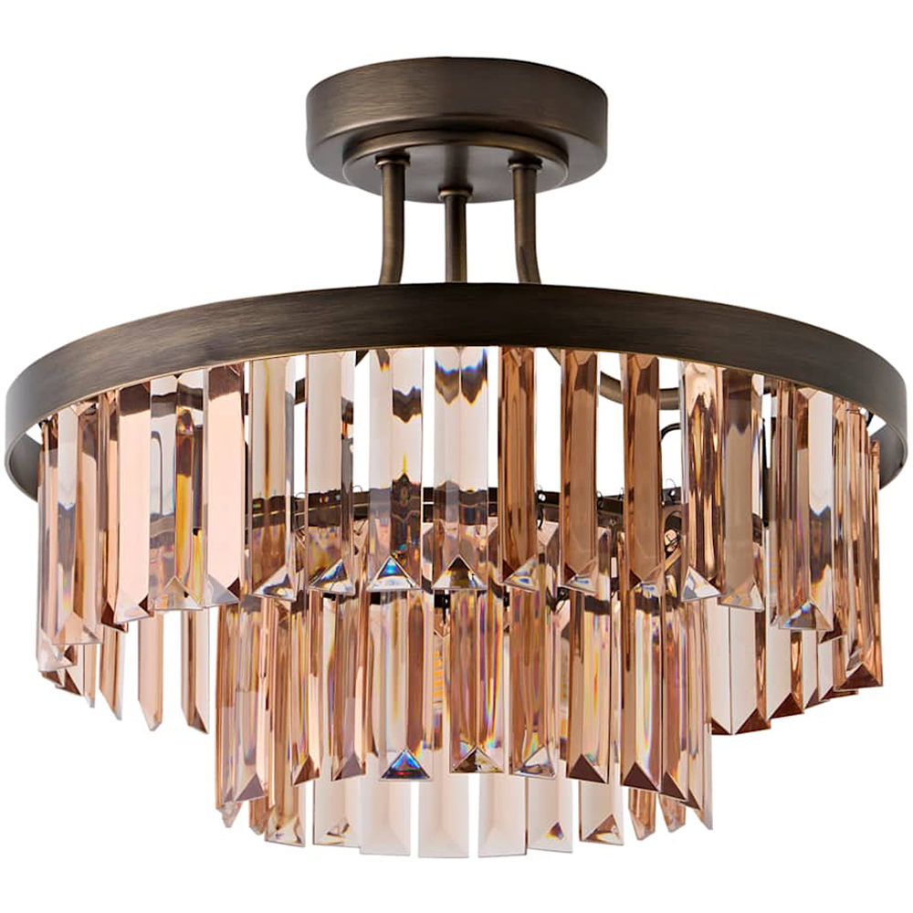ValueLights Pemberley 2-Tier Brushed Brass Acrylic Jewel Chandelier Ceiling Light with Bulb Image 1