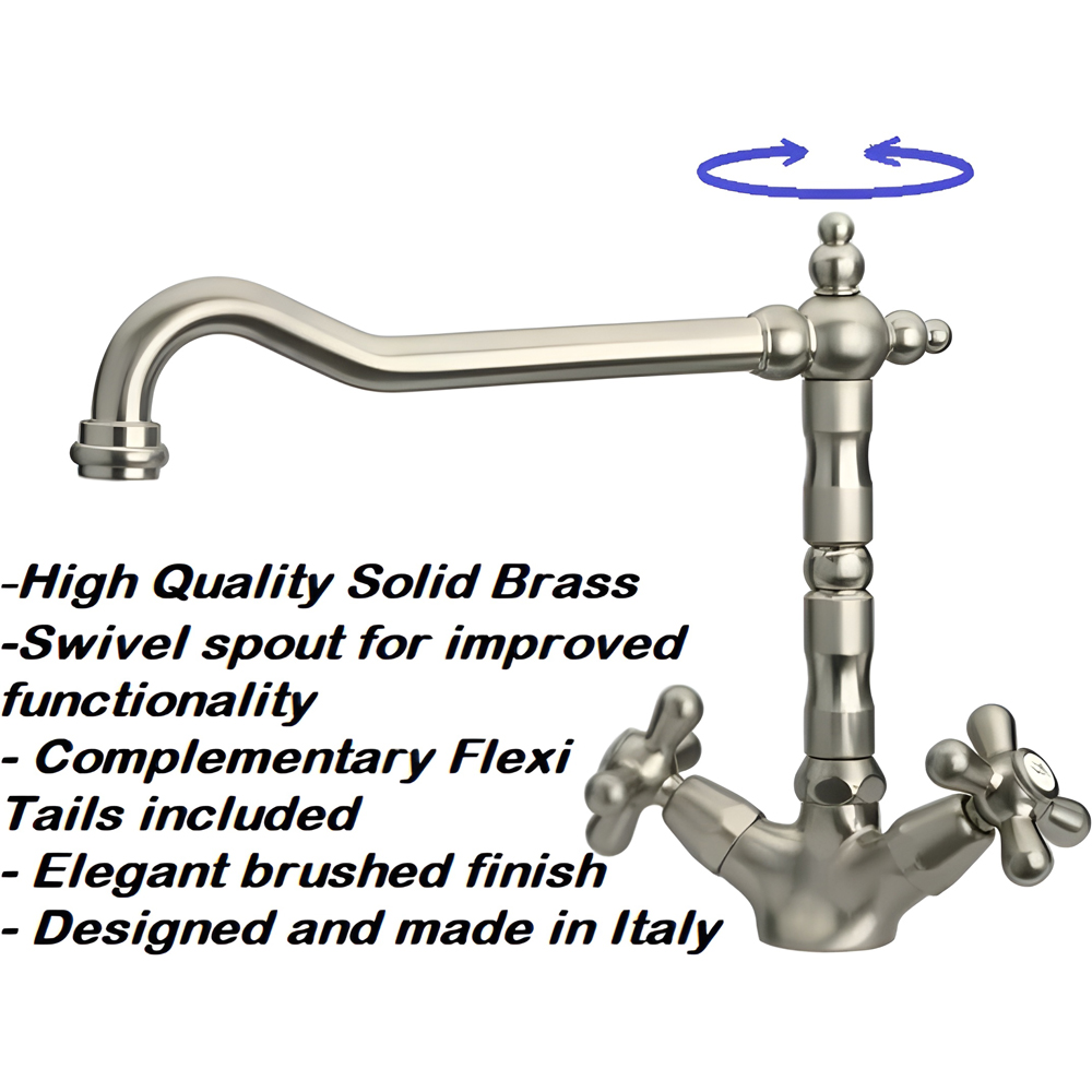 Piralla Baroq Antique Nickel Mono Twin Cross Handles Image 4