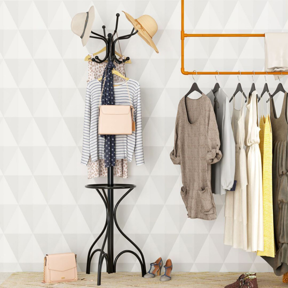 Costway Black Metal Coat Rack with 12 Hooks Image 2
