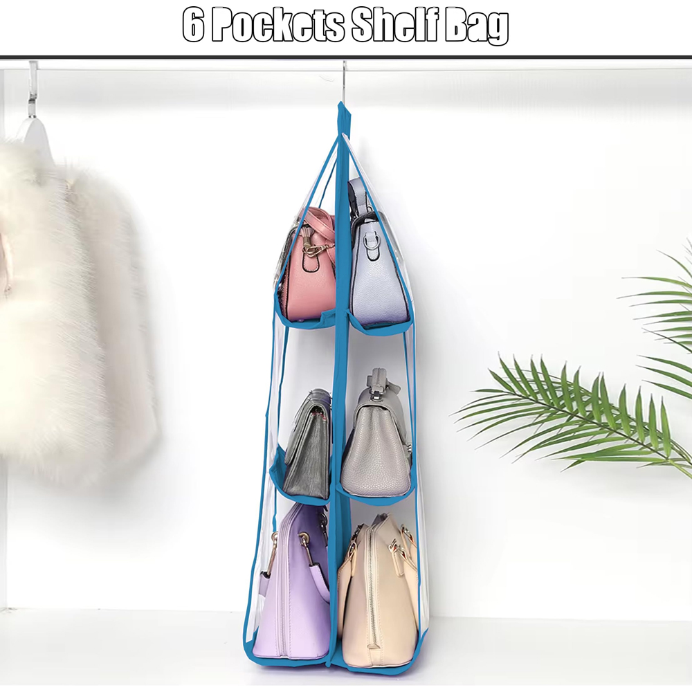 ATEK 6 Pocket Blue Hanging Handbag Organiser Image 2