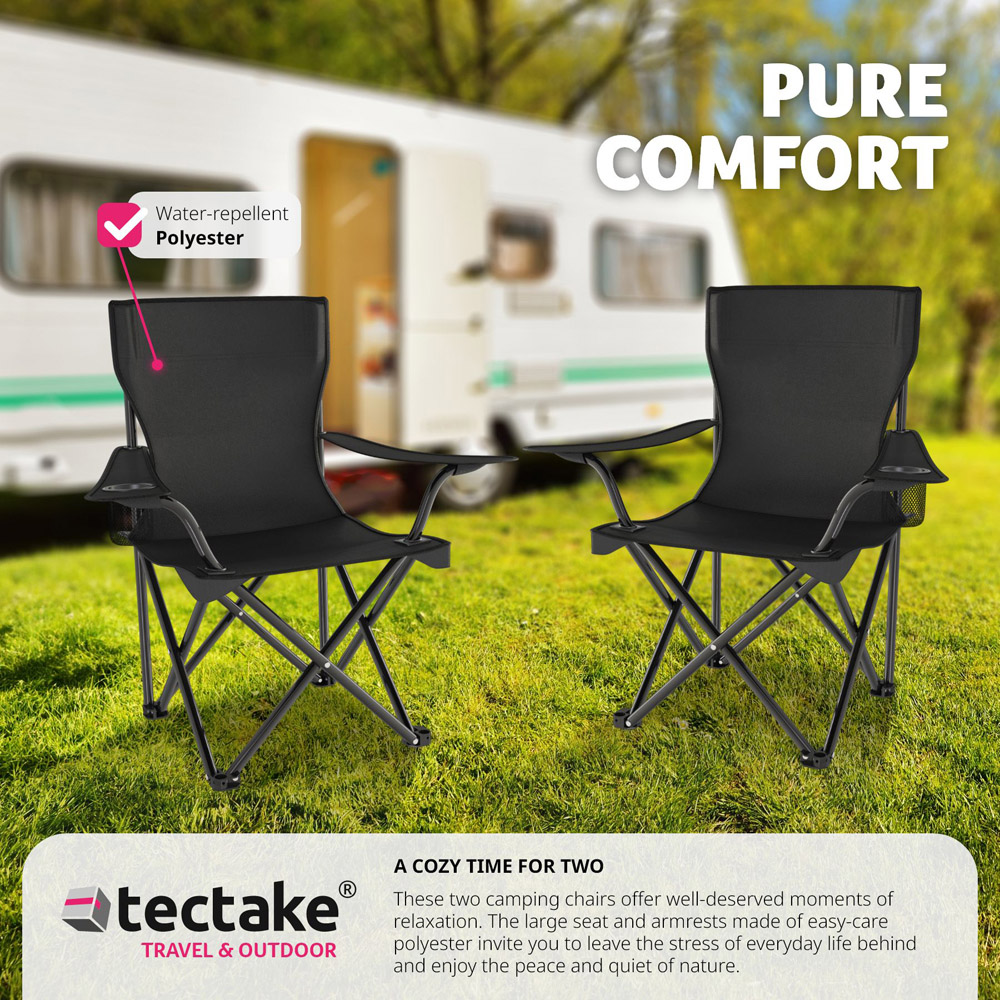 tectake 2 Piece Black Camping Chair Set Image 5