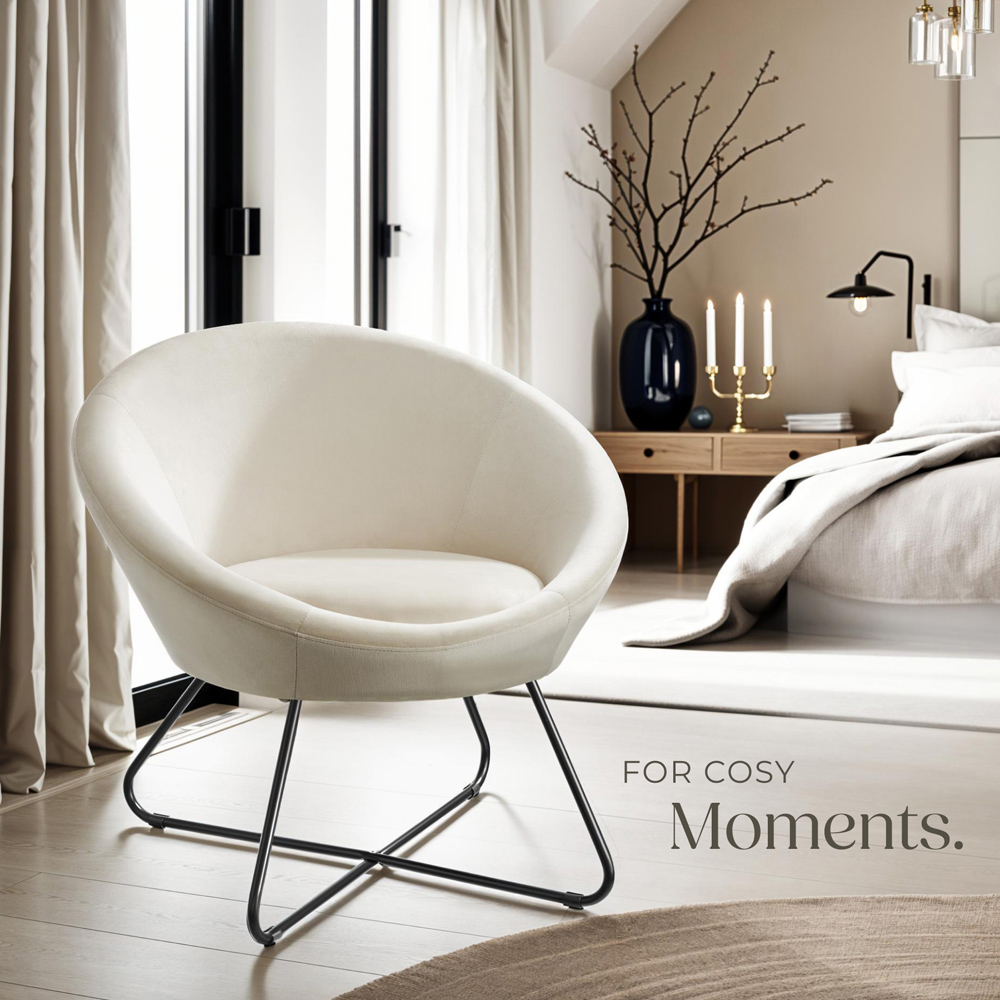 tectake Centera Beige Velvet Look Accent Chair Image 8