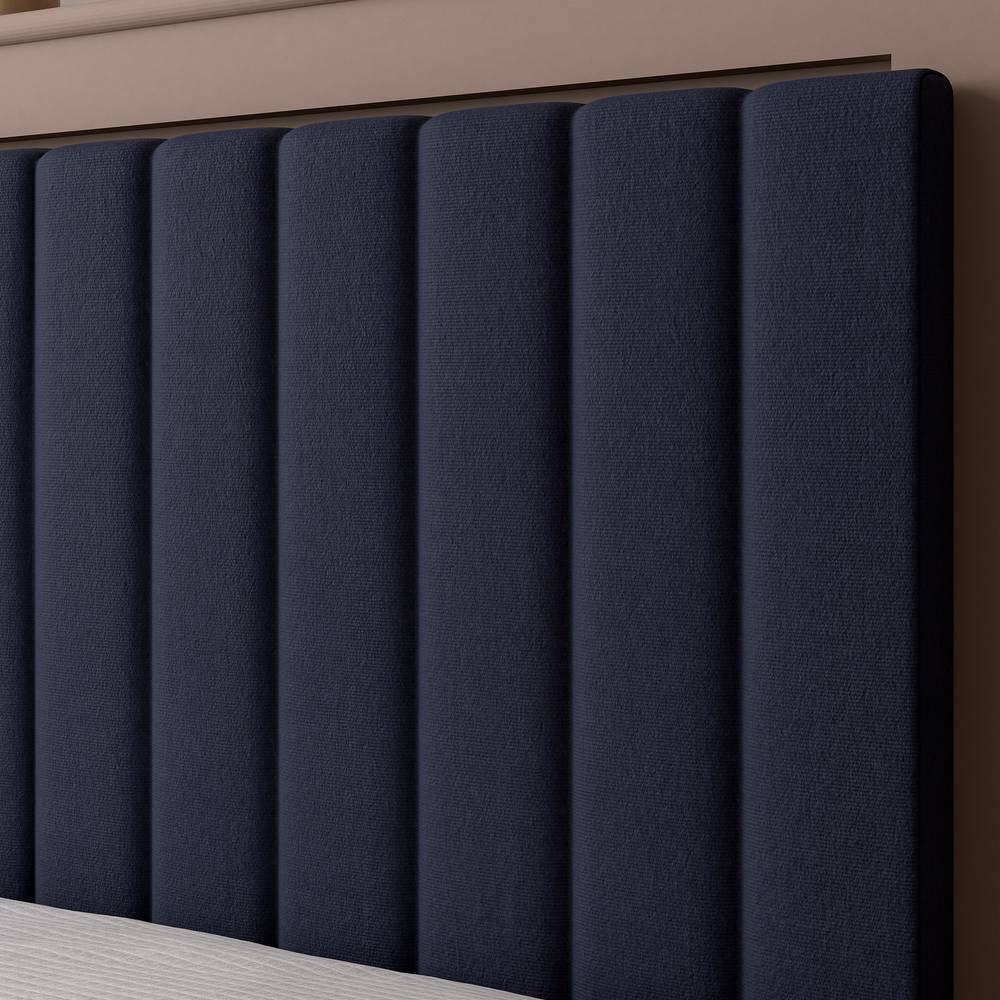 XR Living Maisie King Navy Blue Velvet Ottoman TV Bed with LED Under Frame Image 6