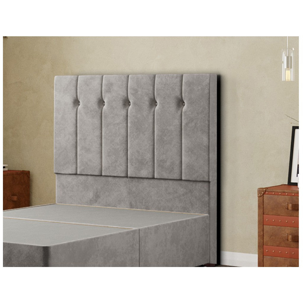 Eleganza Highland Small Double Silver Plush Floor Standing Headboard Image 3