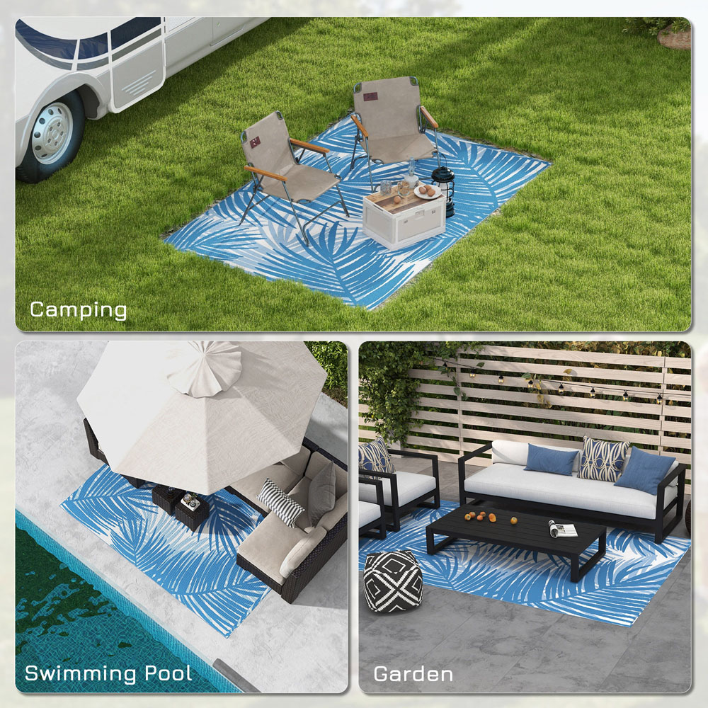 Outsunny Blue and Cream Reversible Outdoor Rug 182 x 274cm Image 5