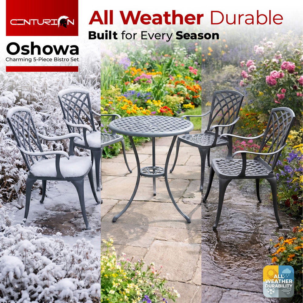 Centurion Oshowa 4 Seater Grey Cast Aluminium Garden Bistro Set Image 6