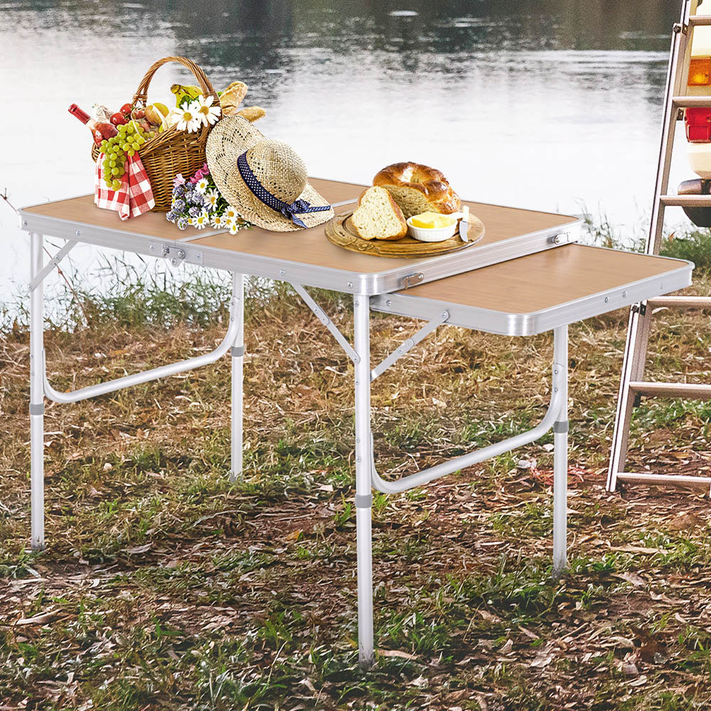 Outsunny Aluminium 4 Seater Foldable Height Adjustable Picnic Table Silver Image 2