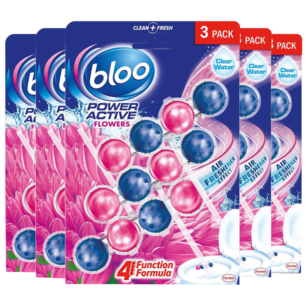 Bloo Power Active Fresh Flowers Anti Limescale Toilet Rim Block 50g 15 Pack Image 1