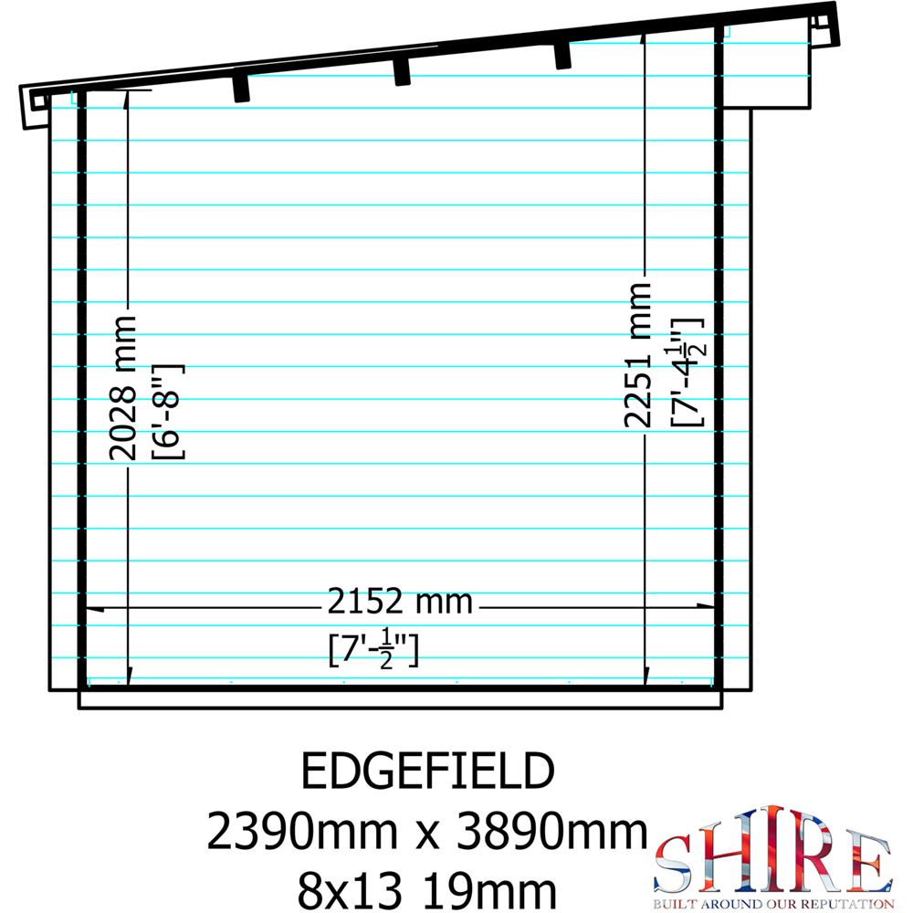 Shire Edgefield 13 x 8ft Apex Garden Log Cabin Image 9