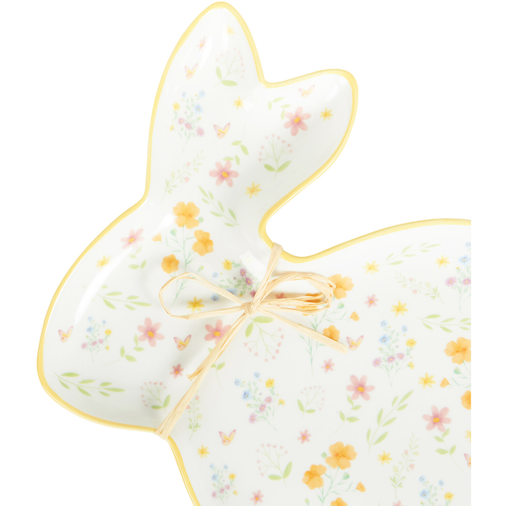Large Flower Bunny Plate  White Image 5