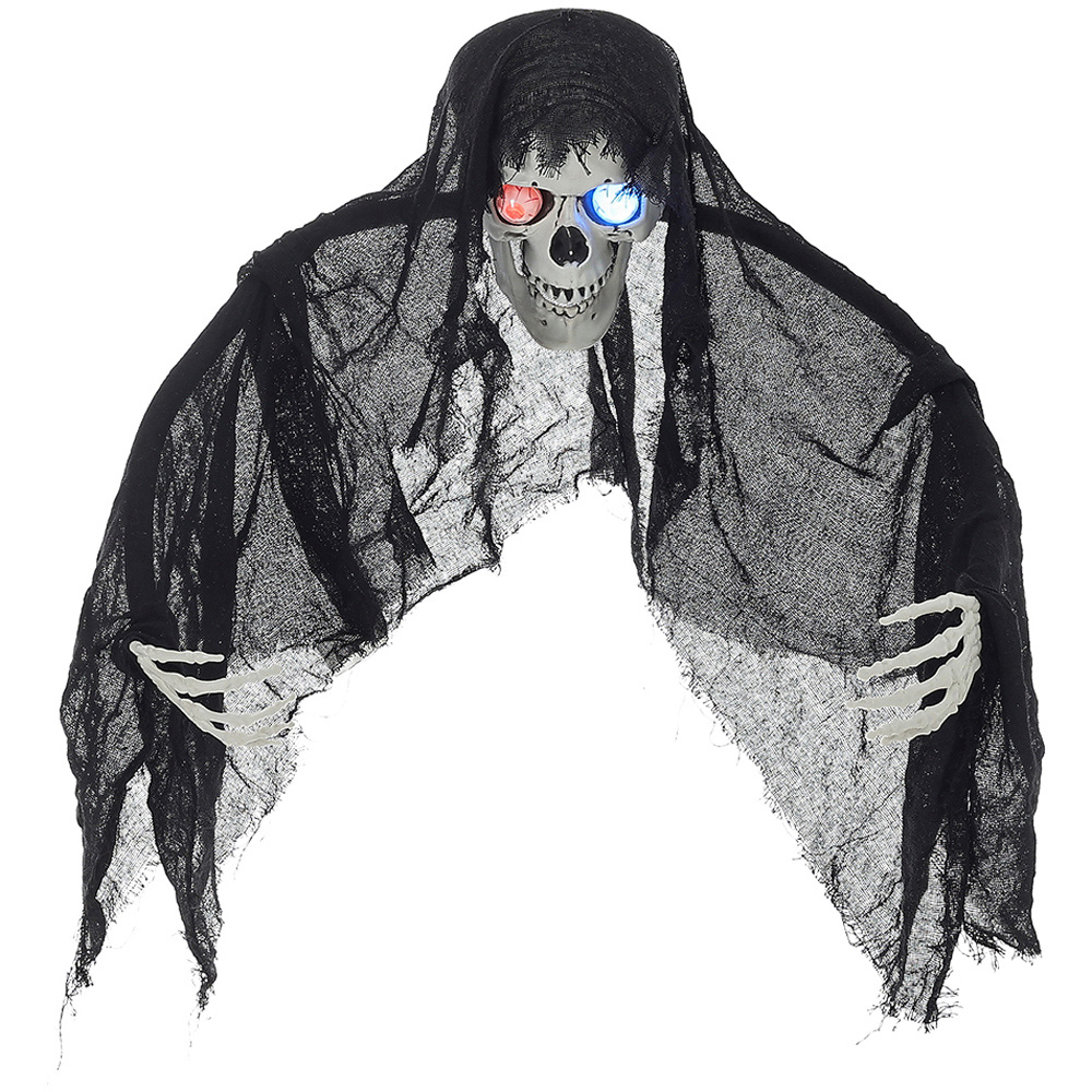 Living and Home Halloween Hanging Skull Ghost with Light Up Eyes 62cm Image 3