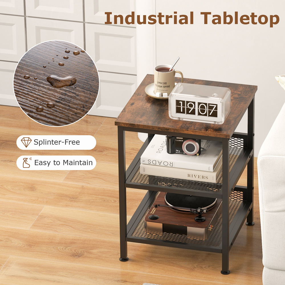 Costway 2 Shelf Coffee End Table with Adjustable Footpads Image 9