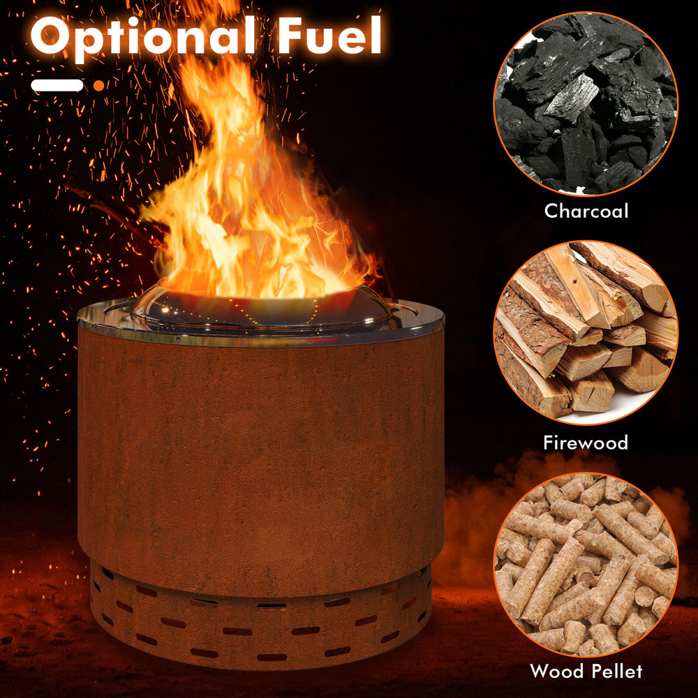 Costway Smokeless Stainless Steel Fire Pit 49cm Image 7