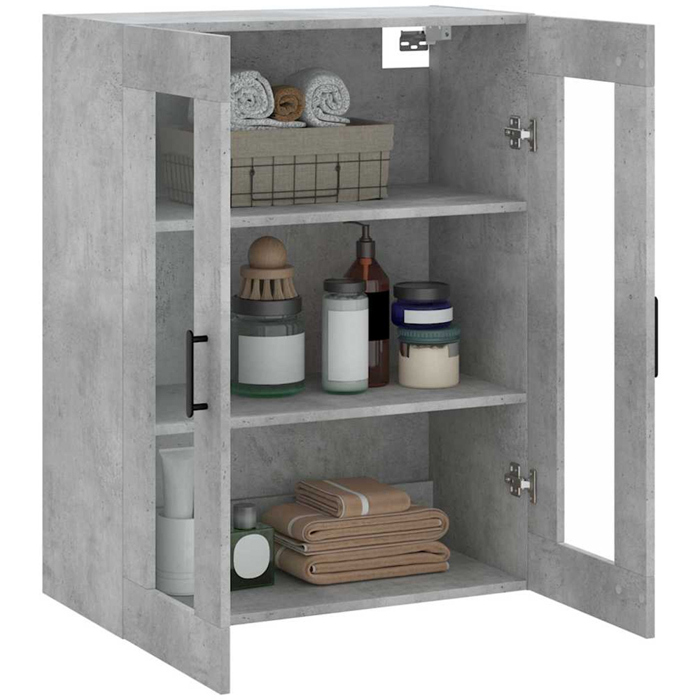 vidaXL 2 Glass Door Concrete Grey Wall Mounted Cabinet Image 5