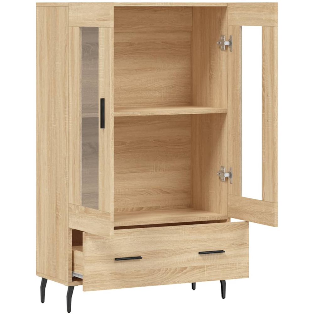 vidaXL 2 Glass Door Single Drawer Sonoma Oak Highboard Image 5