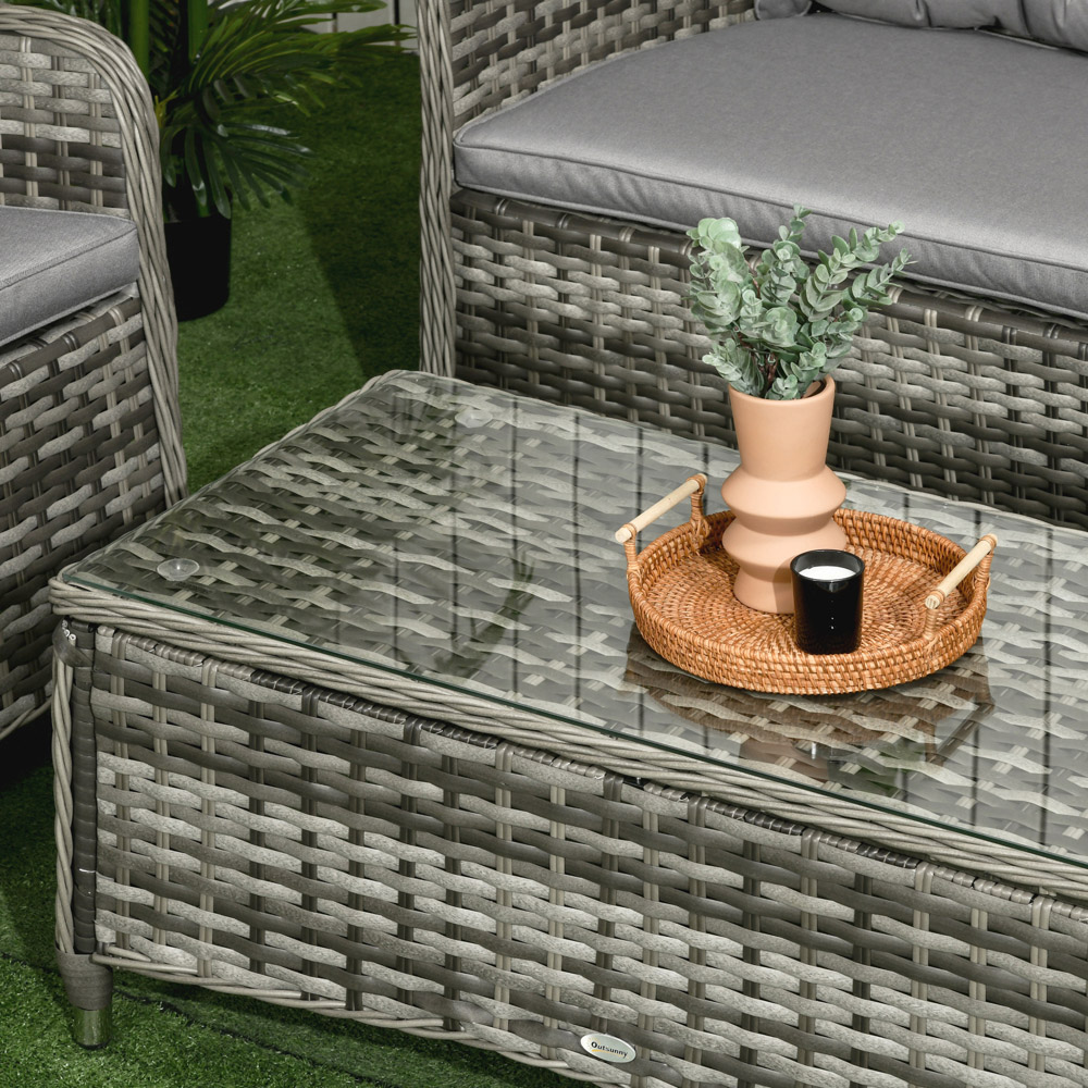 Outsunny 4 Seater Grey Rattan Sofa Lounge Set Image 3