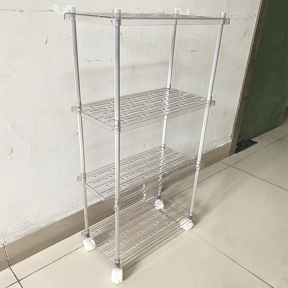 Living and Home 4-Tier Transparent and Silver Storage Cart Image 2