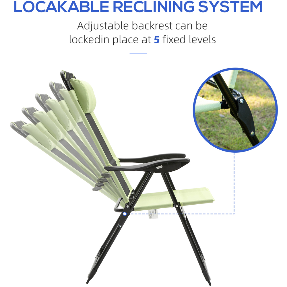 Outsunny Set of 2 Green Folding Recliner Camping Chair Image 7