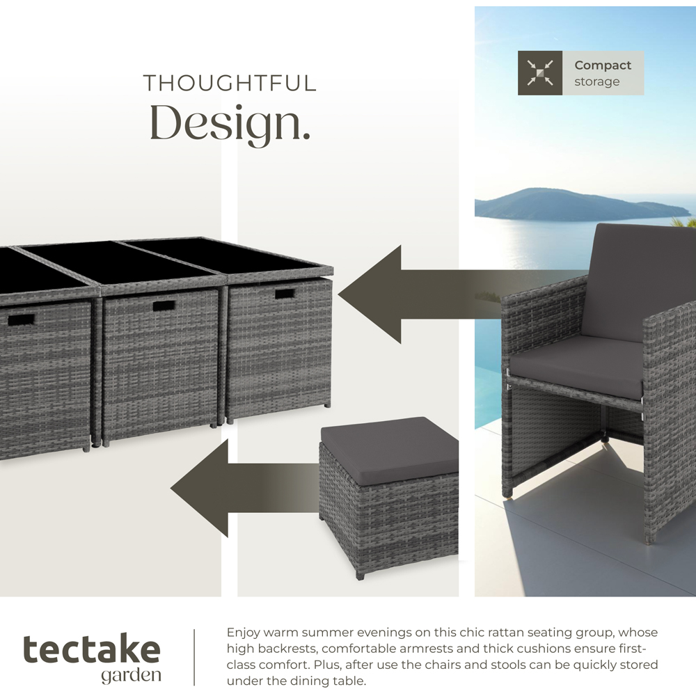 tectake New York 10 Seater Garden Dining Table Set Grey Image 4