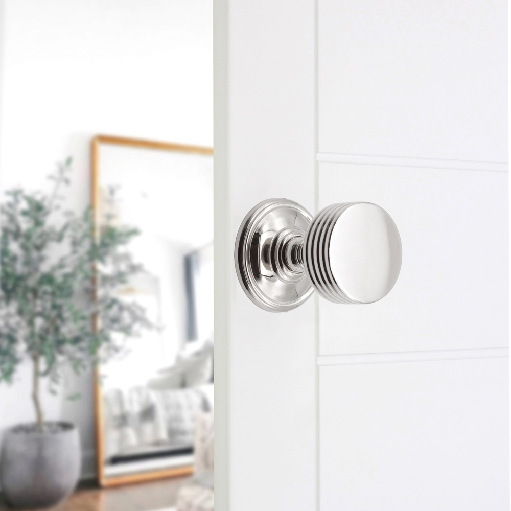 Spira Brass Polished Nickel Oxford Mortice Door Knob 2 Pack Image 2