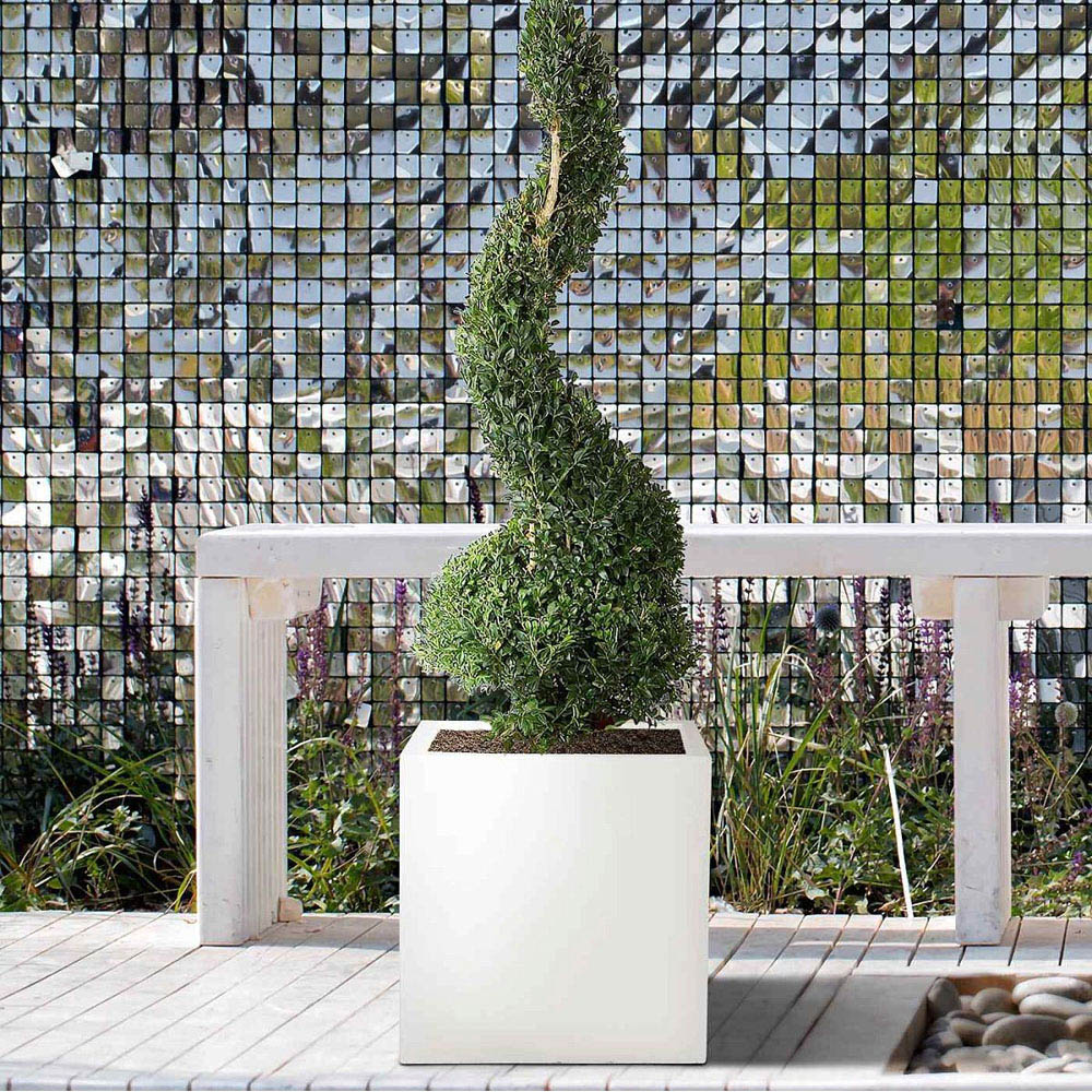 wilko Flower Box Square White Light Concrete Outdoor Planter 30cm Image 3