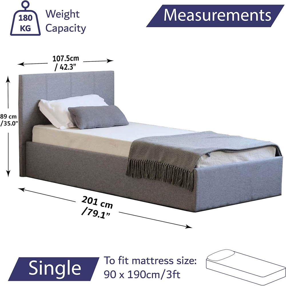 Home Treats Single Grey Ottoman Bed Image 9
