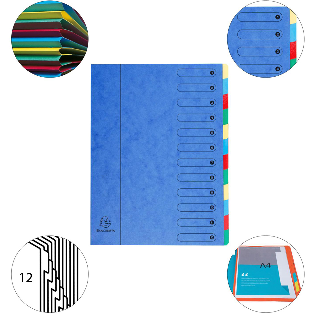 Exacompta Harmonika 12 Sections Blue A4 Multi Part File 6 Pack Image 5