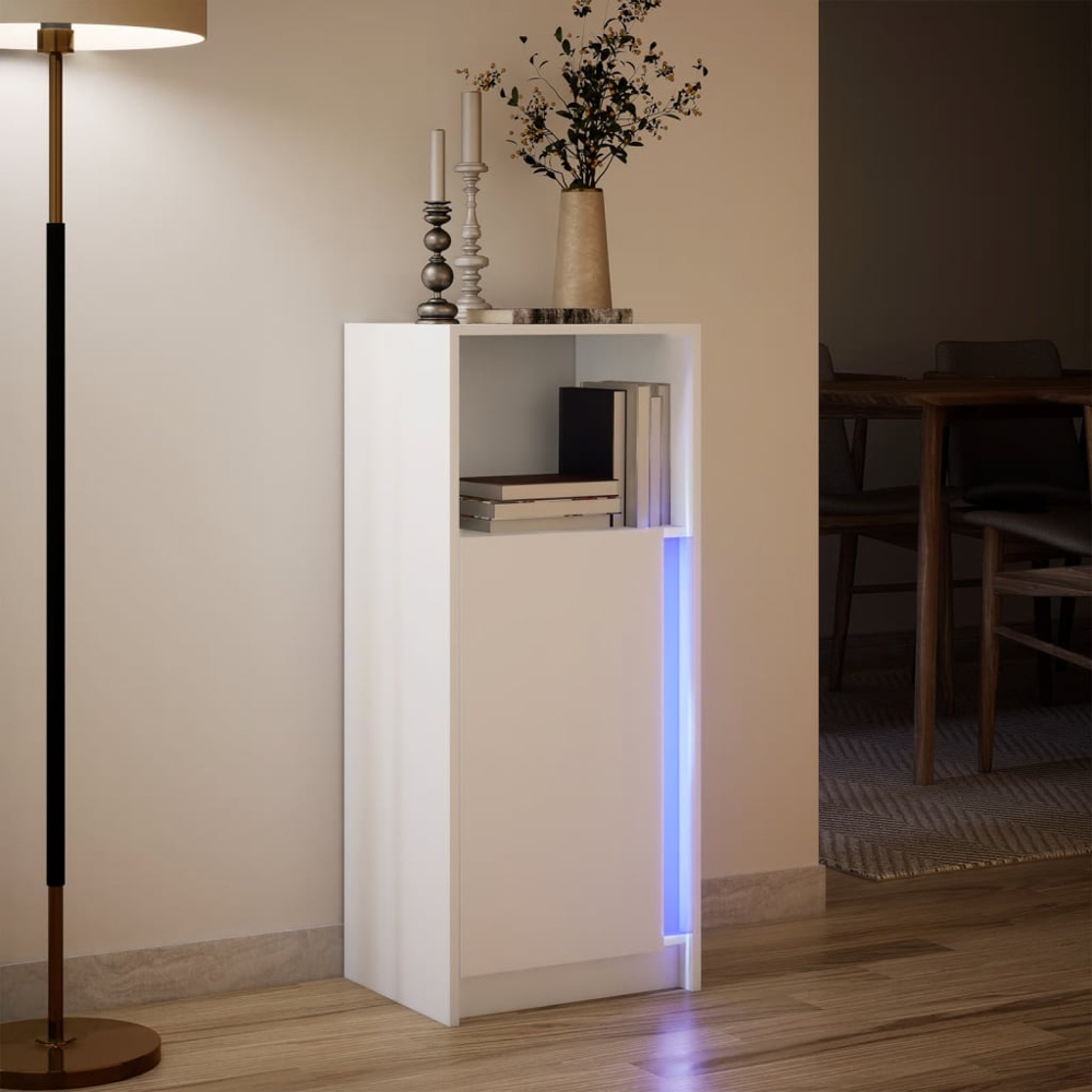 vidaXL Single Door White LED Sideboard Image 9