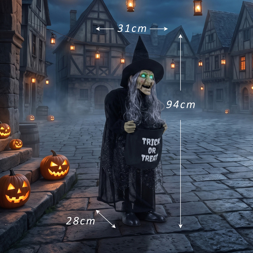 HOMCOM Light Up Animated Witch with Trick or Treat Bag Halloween Decoration 3ft Image 9