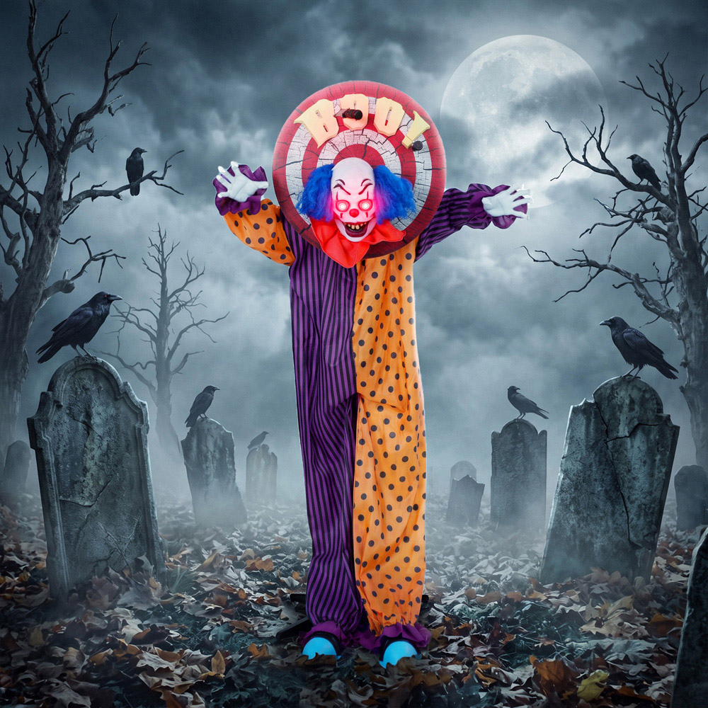 HOMCOM Light Up Life-Size Animated Clown Halloween Decoration 5.4ft Image 3