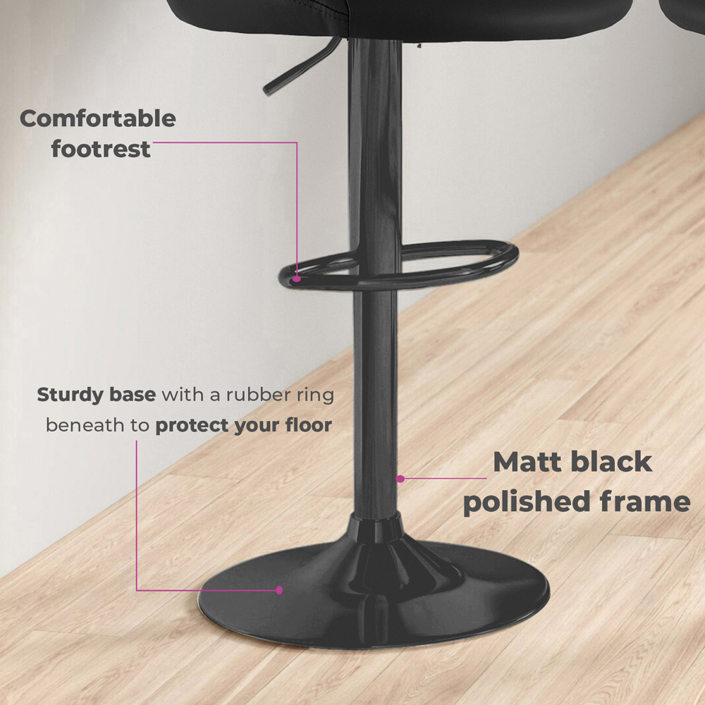 Neo Milan Set of 2 Black Leather Bar Stools Image 7