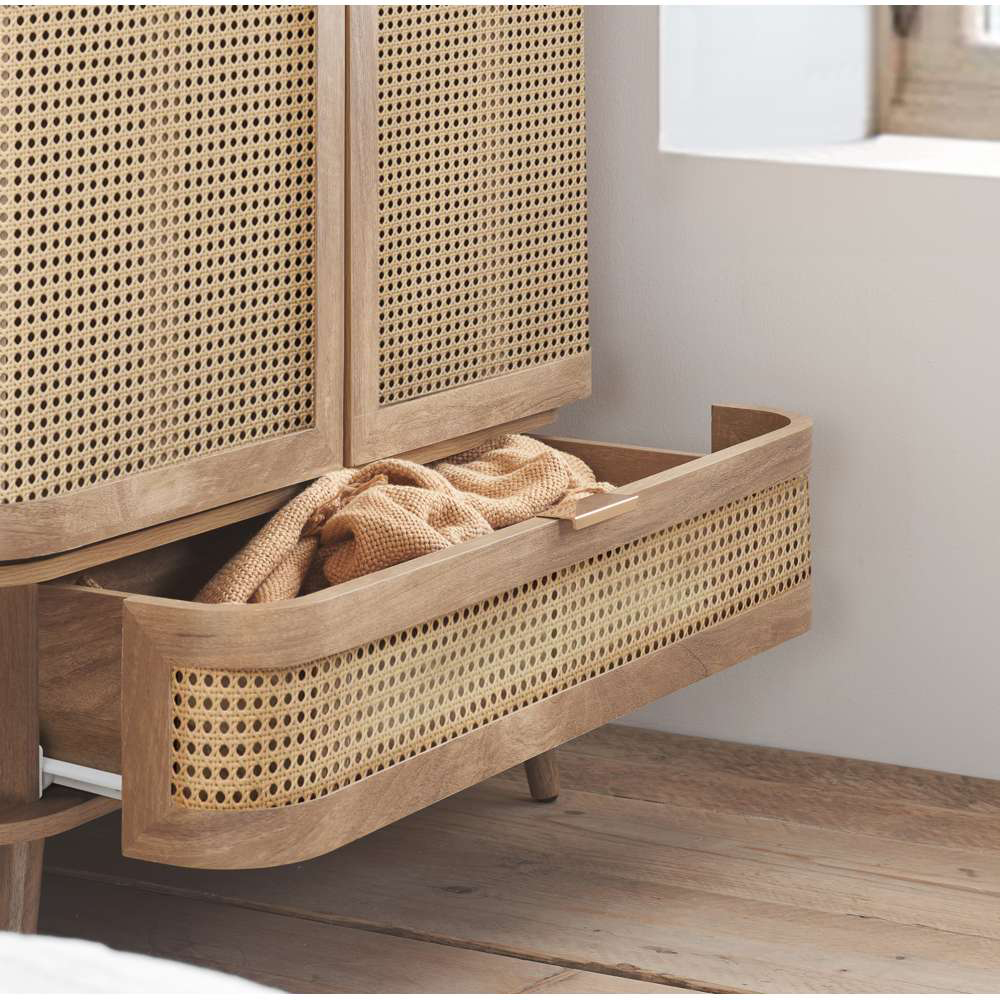 Birlea Noah 2 Door Single Drawer Rattan Effect Wardrobe Image 6