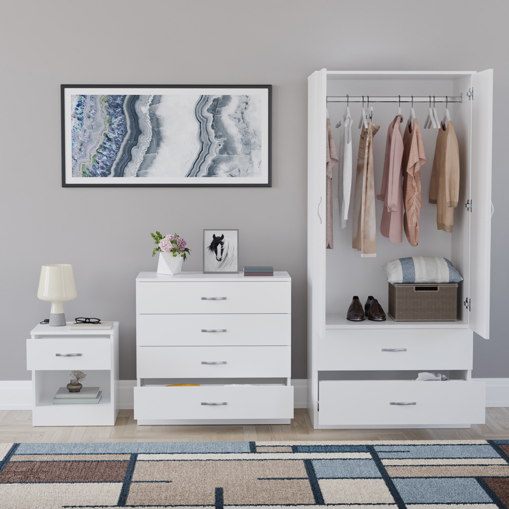 VIDA DESIGNS Riano White 3 Piece Bedroom Furniture Set Image 3