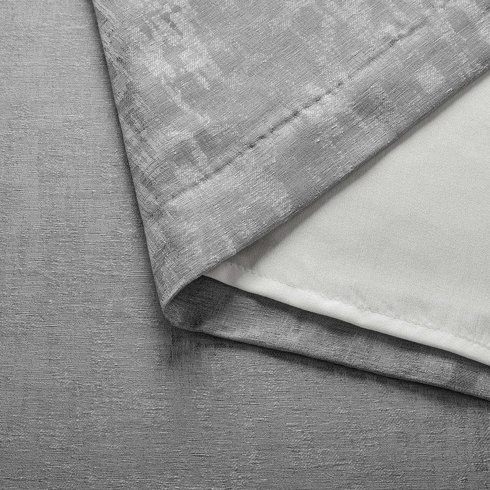 Alan Symonds Eswic Silver Marble Effect Jacquard Ring Top Eyelet Curtains 117 x 183cm Image 3