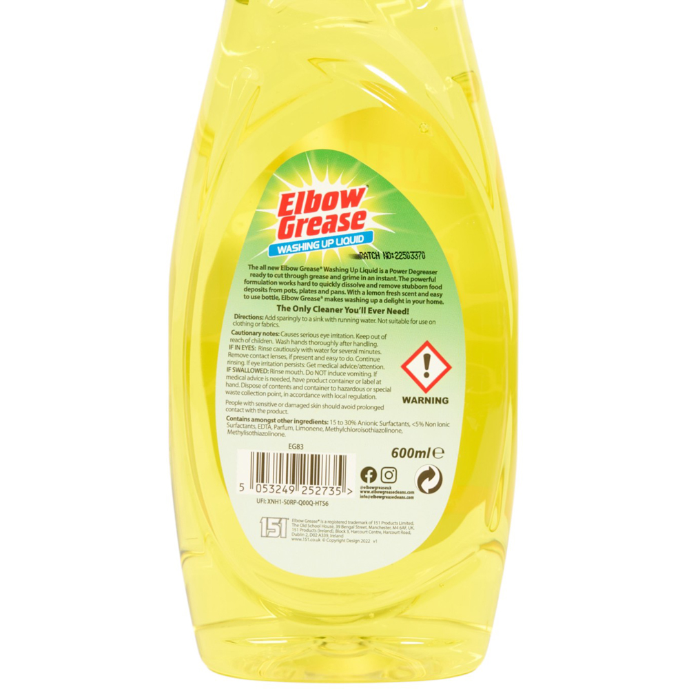 Elbow Grease Washing Up Liquid - Lemon Fresh Image 3