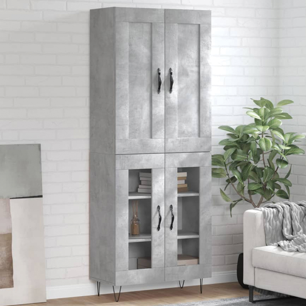 vidaXL 4 Door Concrete Grey Highboard Image 1