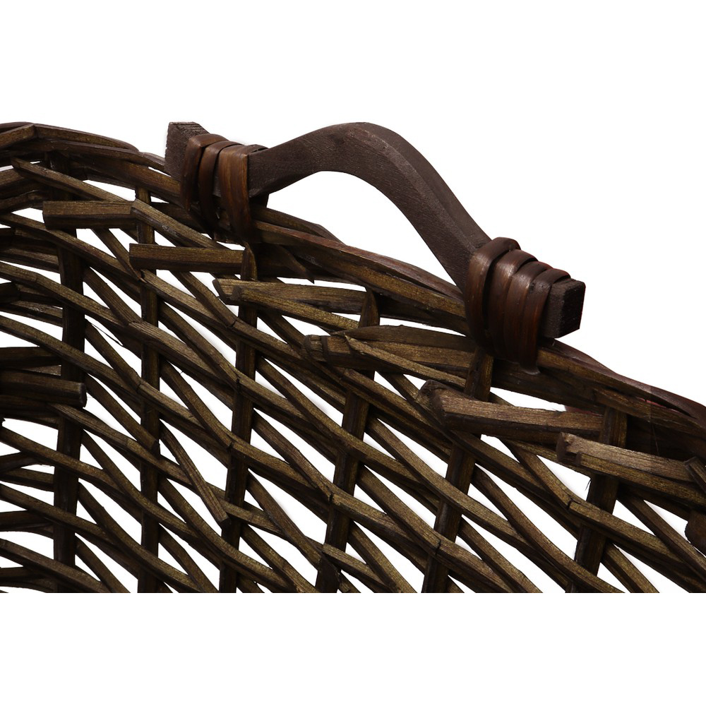 JVL Dark Willow Brown Log Basket with Metal Handles 48 x 46 x 38cm Image 7
