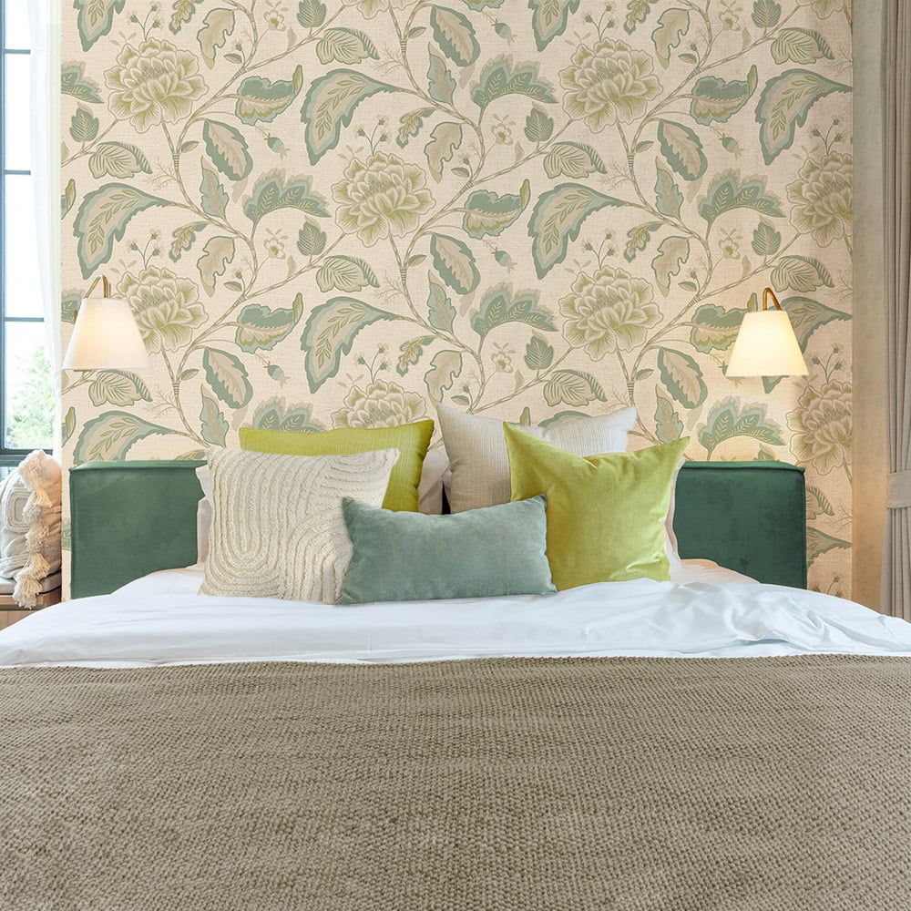 Belgravia Decor Maya Trail Sage and Cream Wallpaper Image 4