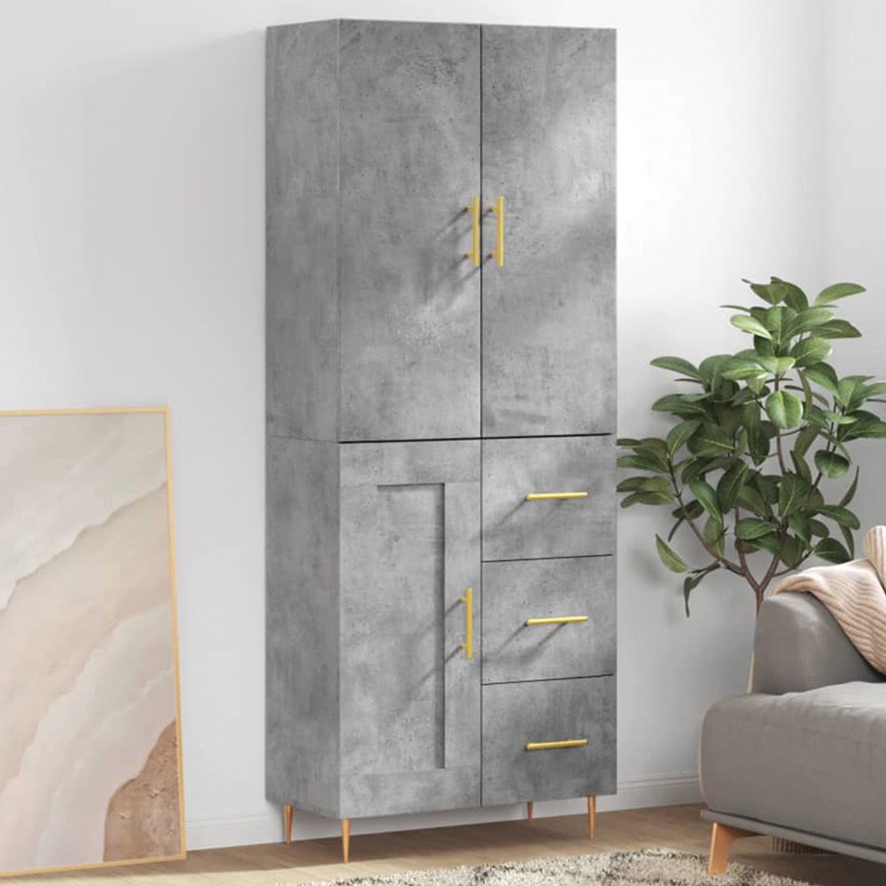 vidaXL 3 Door 3 Drawer Concrete Grey Highboard Image 1