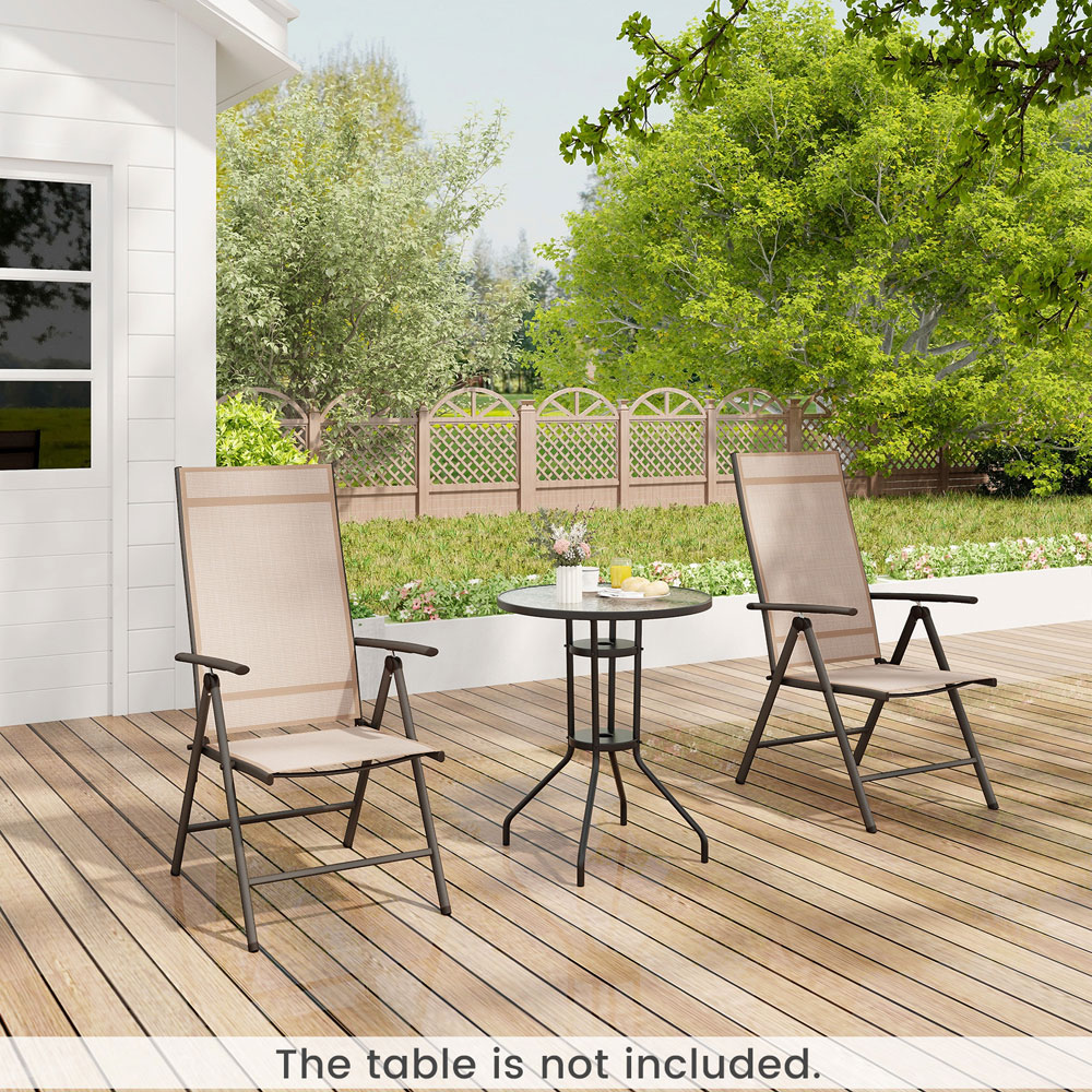Costway Brown Folding Outdoor Sling Dining Chairs with Adjustable Backrest Image 4