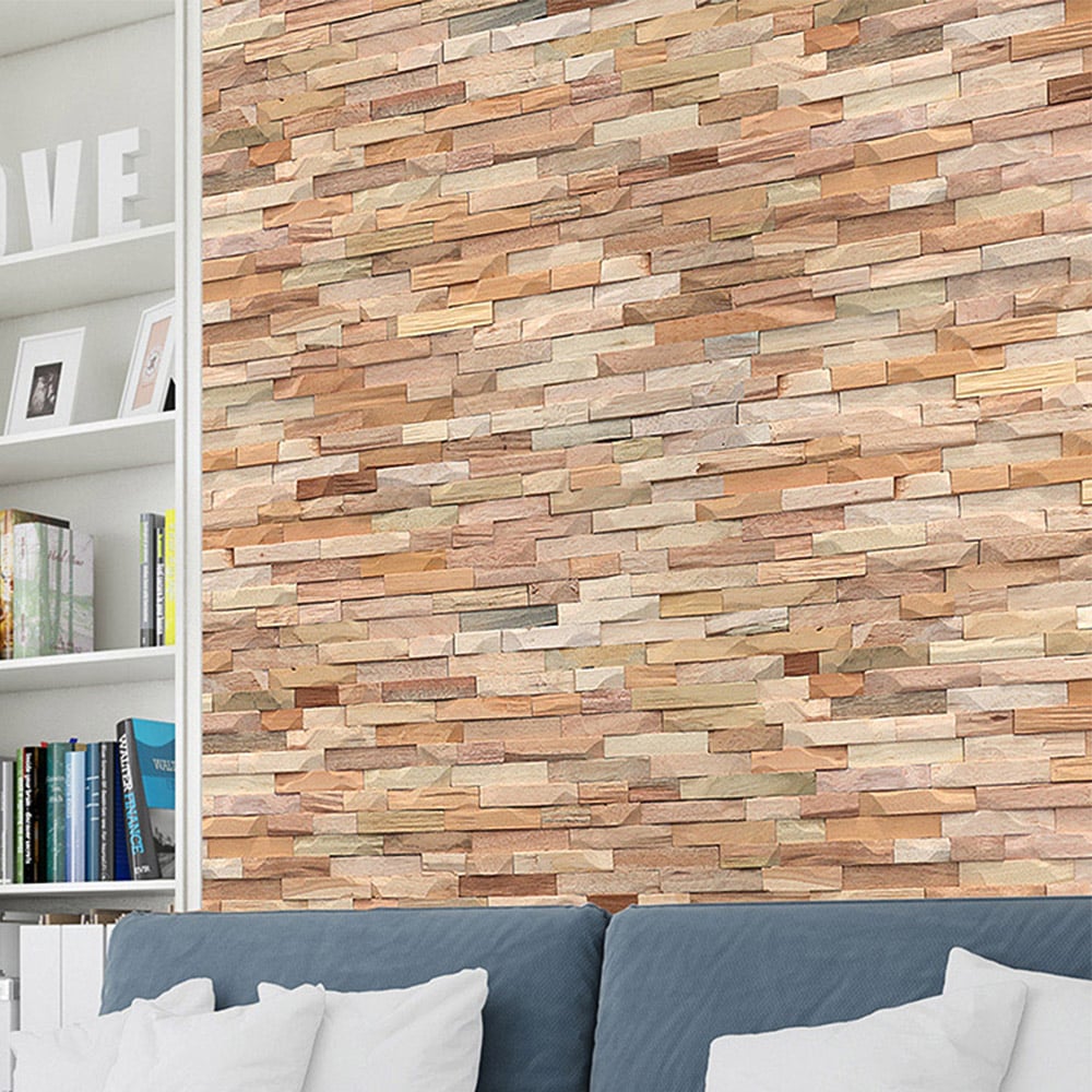 Tuscan Rustic Mosaic Natural 3D Split Face Hardwood Wall Tile Image 1