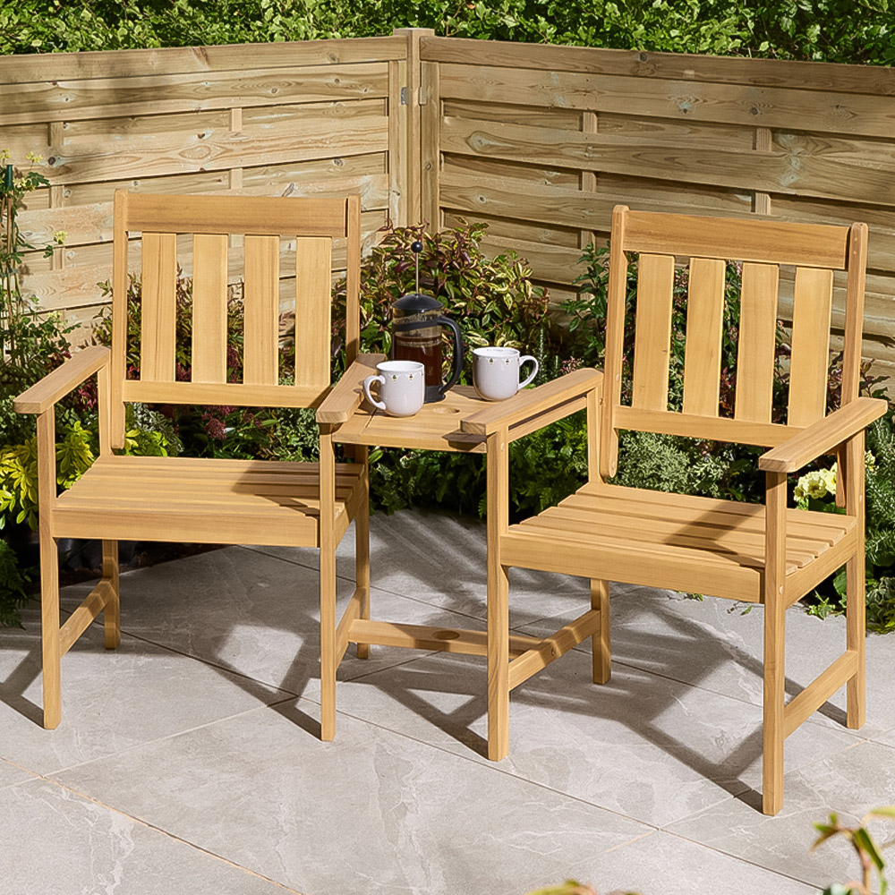 Rowlinson Brighton 2 Seater Eucalyptus Wood Companion Seat Image 1