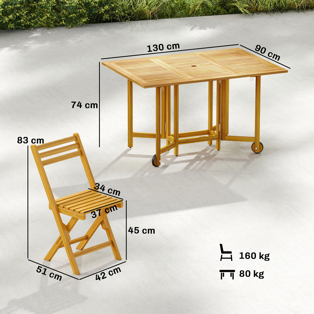 Outsunny 6 Seater Extendable Garden Dining Set Natural Image 8