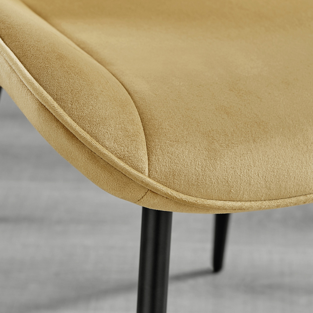 Furniturebox Copeland Cesano Marble Effect 6 Seater Dining Set White Mustard and Black Image 8