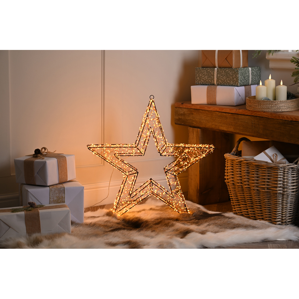 Festive 1440 Antique Gold LED Lit Black Star Light 58cm Image 2