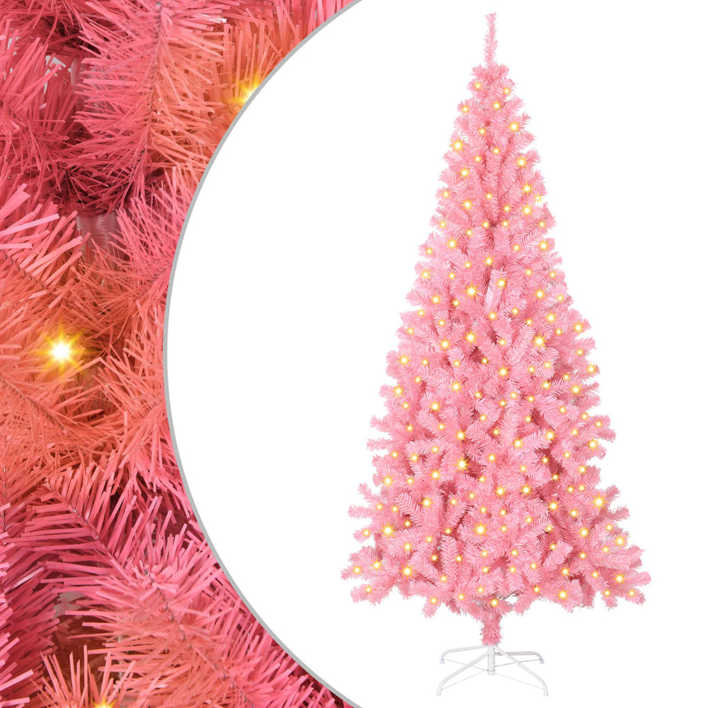 vidaXL Pre-Lit Pink Artificial Christmas Tree 6ft Image 2