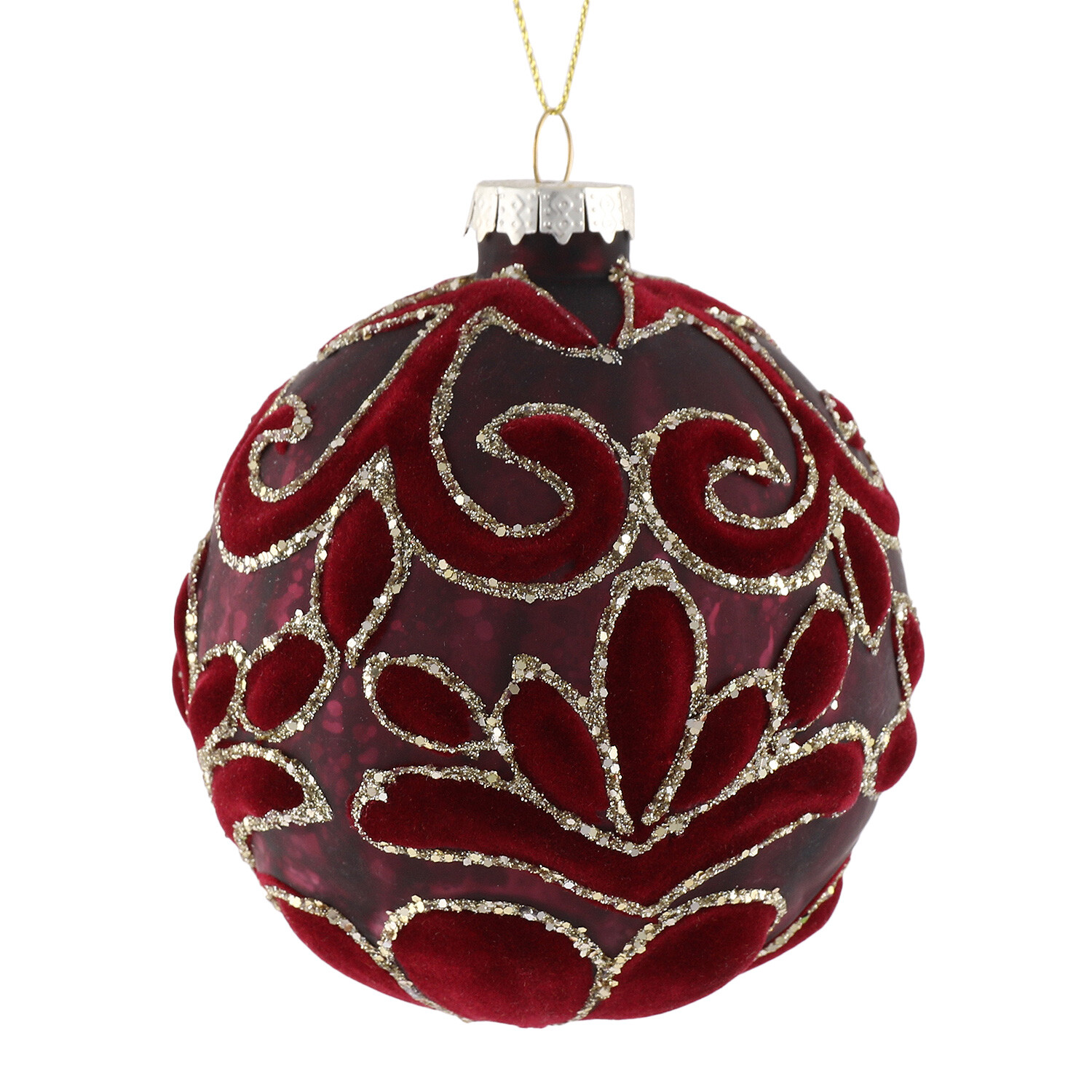 Patterned Flocked Bauble - Burgundy Image